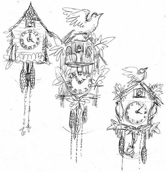 563x583 The Hare Mats February Kookoo For Cuckoo Clocks - Cuckoo Clock Sketch