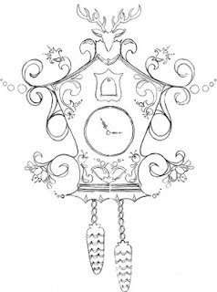 238x320 Twin Fibers Cuckoo Clock Fabric Design - Cuckoo Clock Sketch