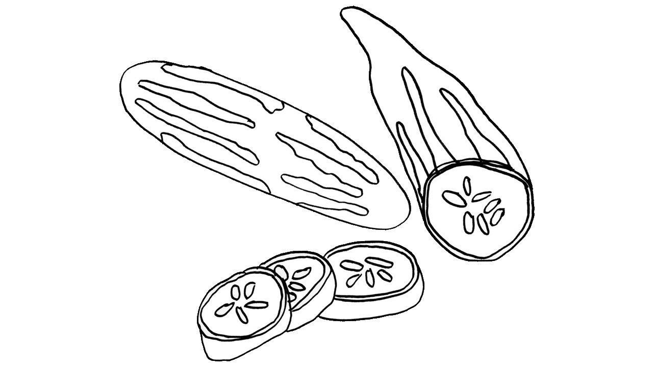 1280x720 Cucumber Clipart Black And White - Cucumber Sketch