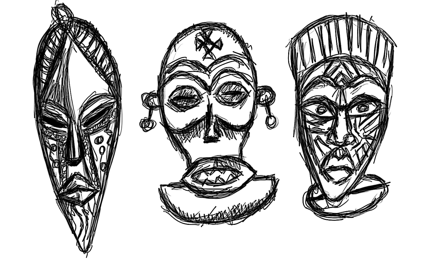 1440x900 Mask Sketches Afrocentrix Blog - Culture Sketches