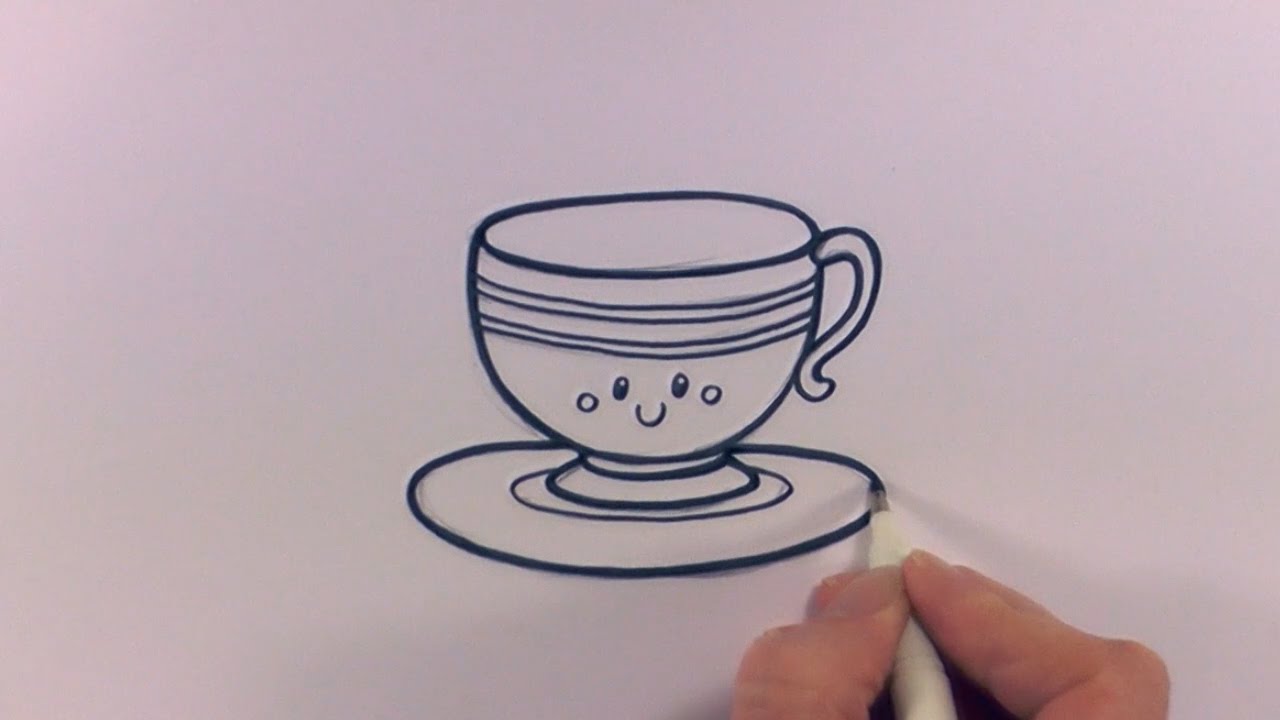 1280x720 How To Draw A Cartoon Tea Cup And Saucer - Cup And Saucer Sketch