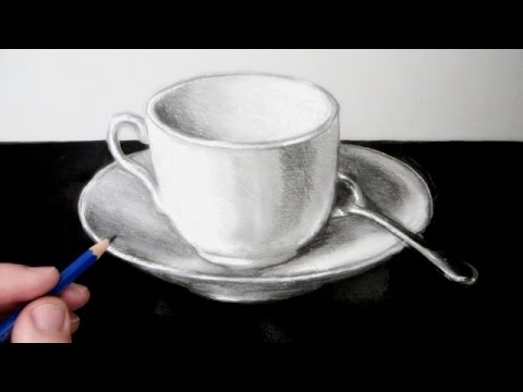 480x360 How To Draw A Still Life A Cup And Saucer - Cup And Saucer Sketch