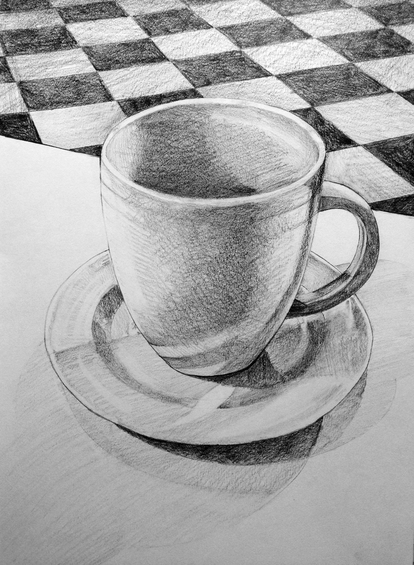 Seeinglooking Tea Cup And Saucer Pencil Drawing