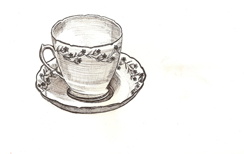 481x303 Drawn Tea Cup Pencil - Cup Of Tea Sketch