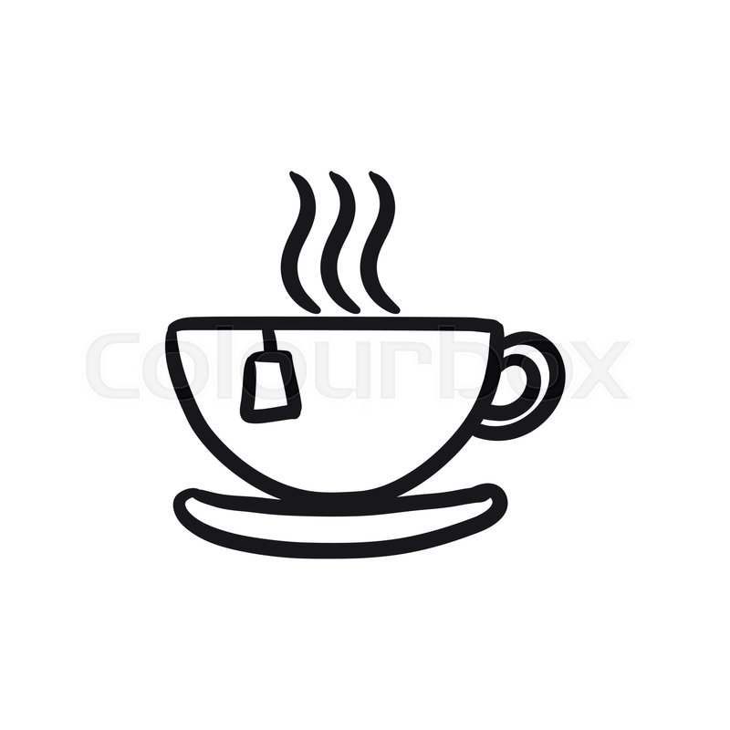 800x800 Hot Tea In Cup Vector Sketch Icon Isolated On Background. Hand - Cup Of Tea Sketch
