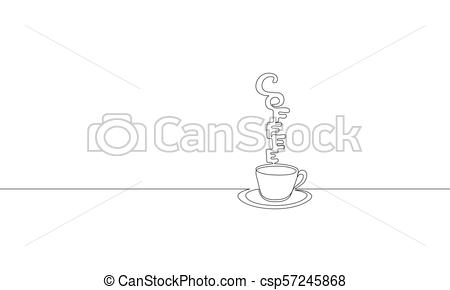 450x290 Single Continuous Line Art. Coffee Cup Tea Cup Morning Cafe Hot - Cup Of Tea Sketch