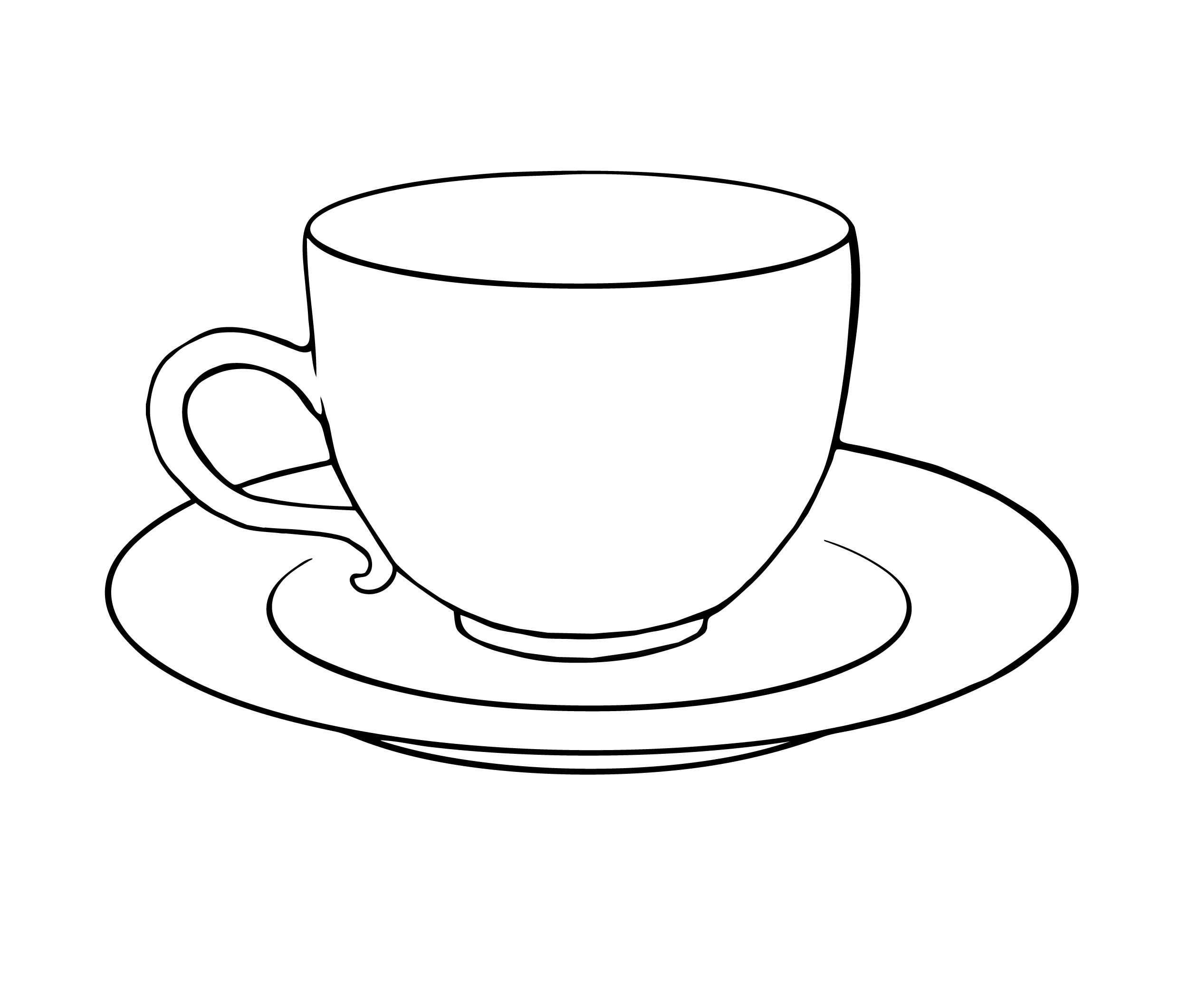 2479x2122 Tea Cup And Saucer Drawing Sketch Coloring - Cup Of Tea Sketch