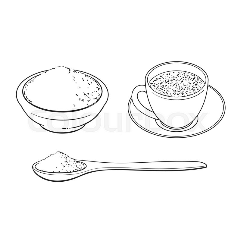 800x800 Black And White Contour Drawing, Vector Sketch Cartoon Hand Drawn - Cup Of Tea Sketch