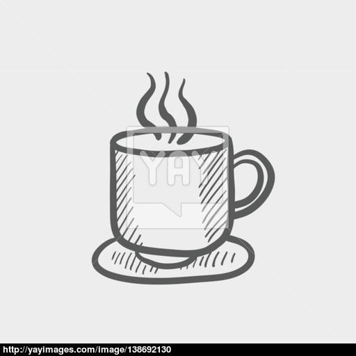 512x512 Cup Of Hot Coffee Sketch Icon Vector - Cup Sketch
