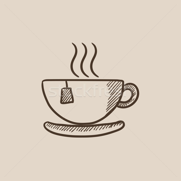 600x600 Hot Tea In Cup Sketch Icon. Vector Illustration Andrei Krauchuk - Cup Sketch