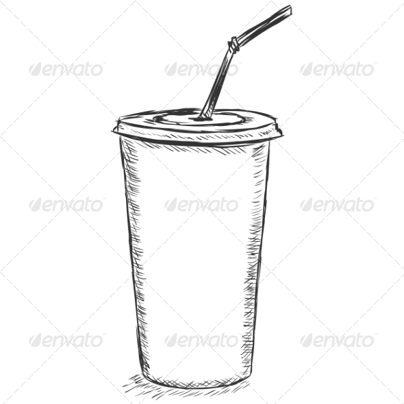 590x590 Plastic Cup Sketch By Nikiteev Graphicriver - Cup Sketch