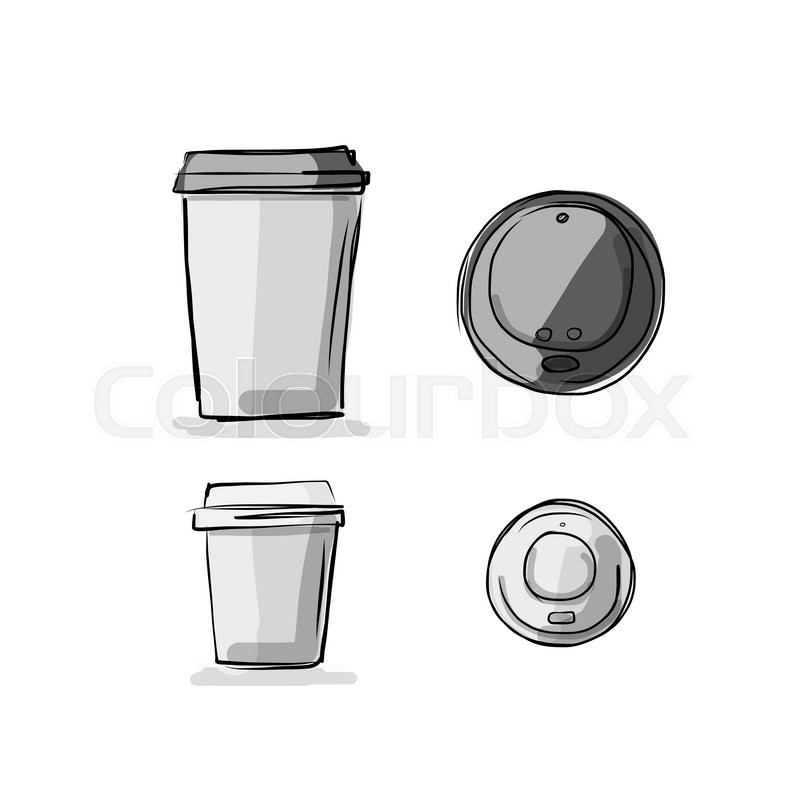 800x800 Take Away Coffee Cup, Sketch For Your Design. Vector Illustration - Cup Sketch