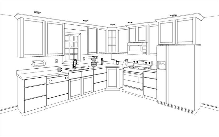 750x471 Inspiring Kitchen Cabinets Layout - Cupboard Sketch