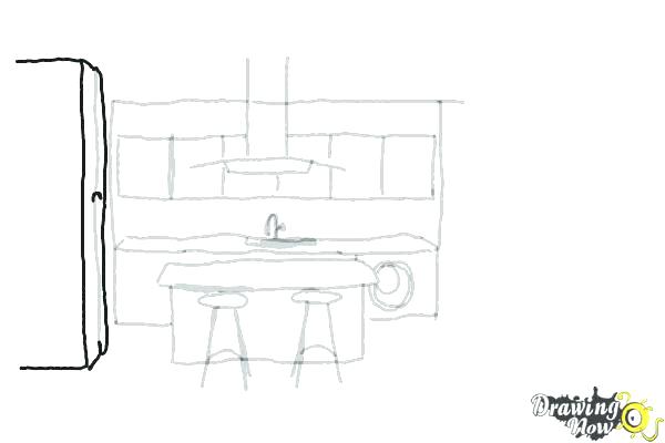 600x400 Kitchen Sketch Kitchen Furniture Sketch Hand Drawn Cupboard Sketch - Cupboard Sketch