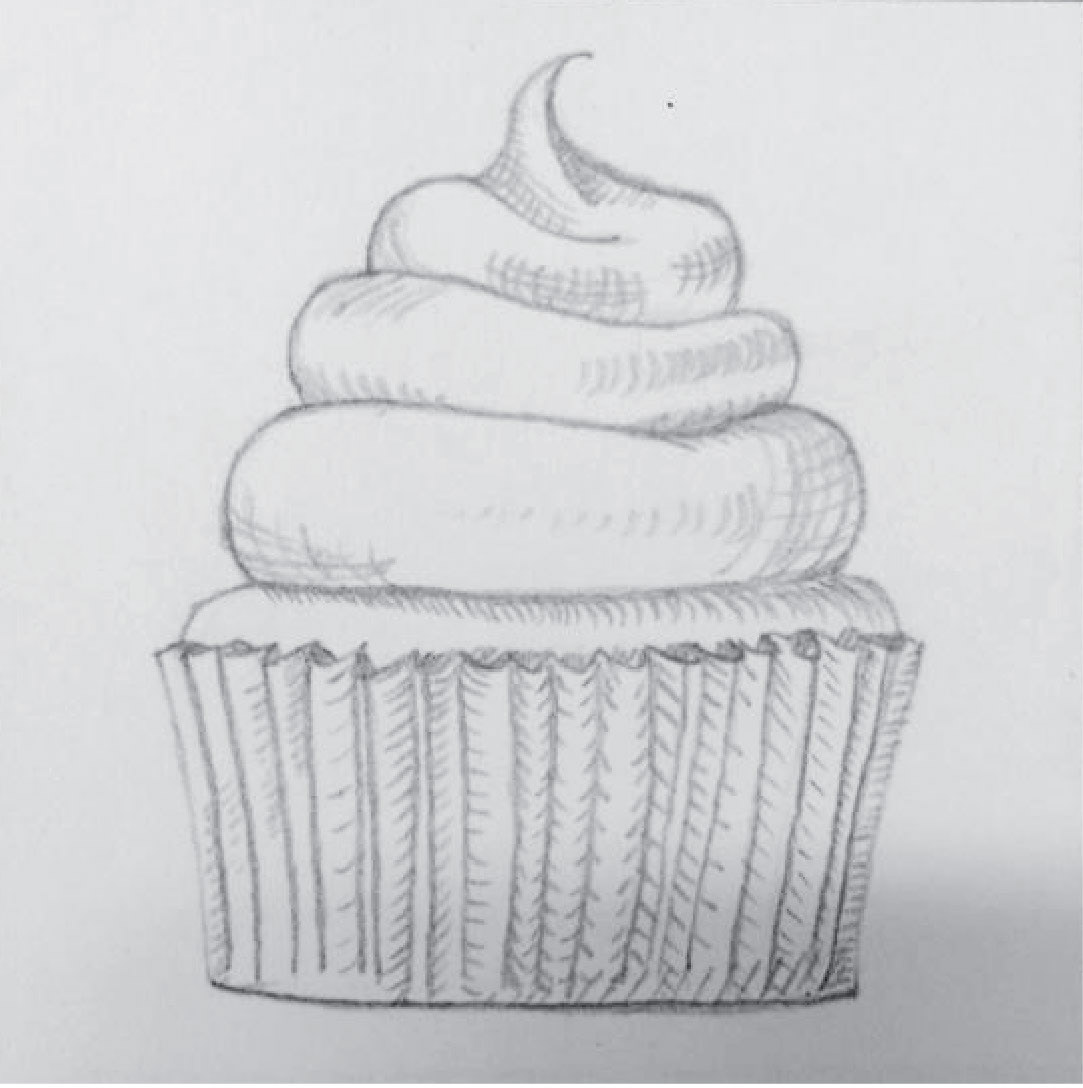 1083x1088 Cupcake Sketch, Graphite On Behance - Cupcake Sketch