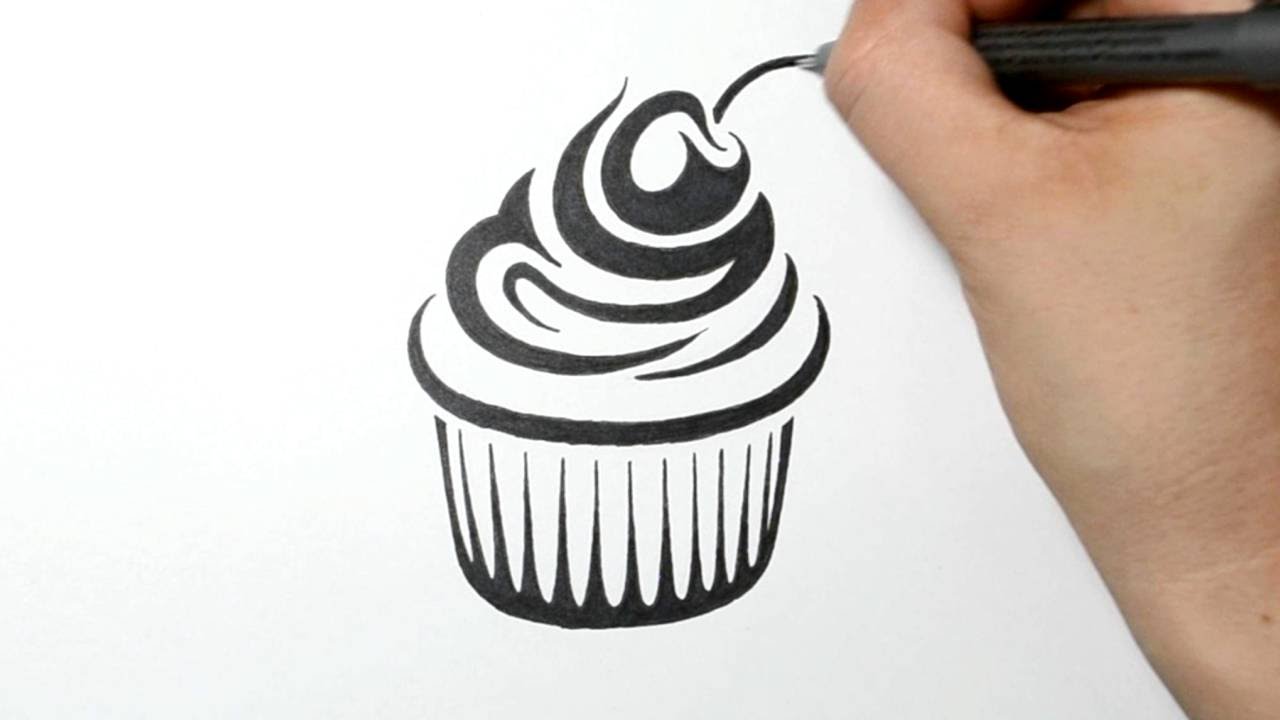 1280x720 Drawing A Cupcake - Cupcake Sketch