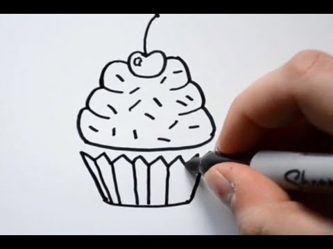 480x360 How To Draw A Cartoon Cupcake - Cupcake Sketch