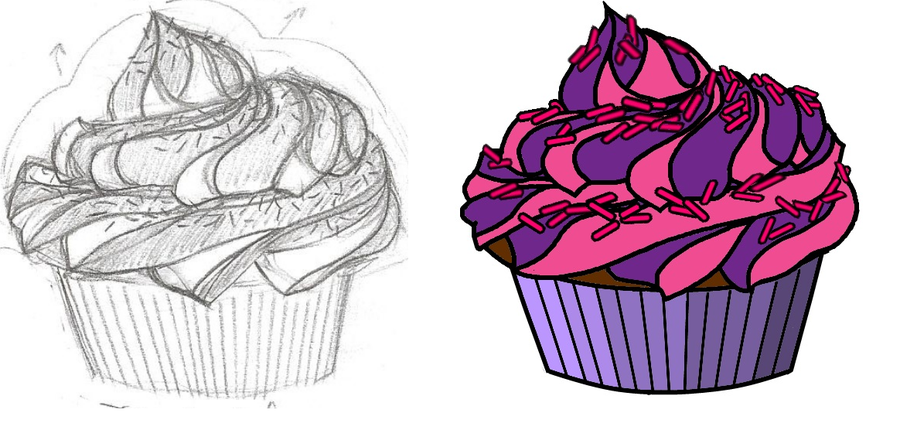 900x430 Twilight Cupcake Sketch And Digital By Escapadistfiction - Cupcake Sketch