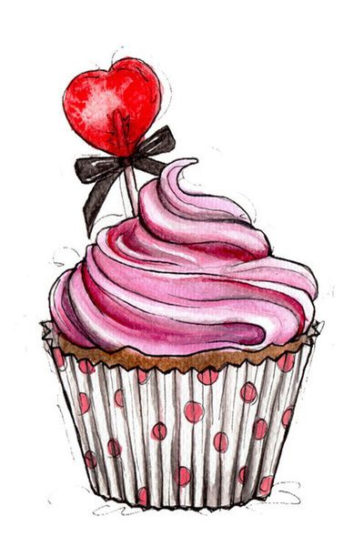 400x600 Pink Cupcake - Cupcake Sketch