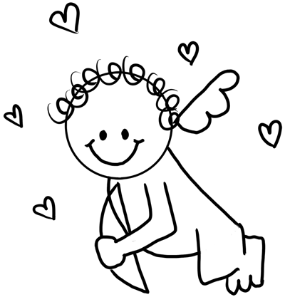 400x417 Drawing Cupid With Easy Step By Step Instructions For Preschoolers - Cupid Sketch