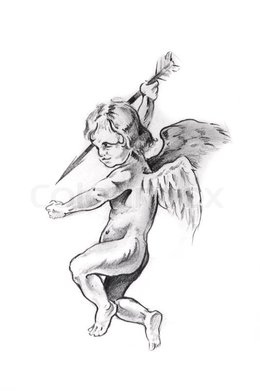 533x800 Sketch Of Tattoo Art, Cupid Stock Photo Colourbox - Cupid Sketch