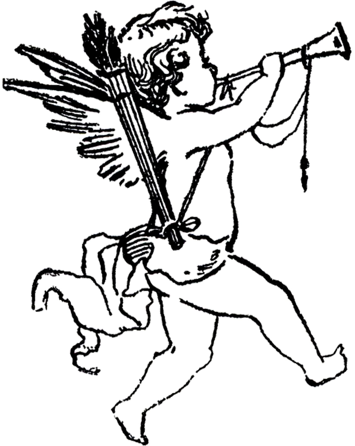 1433x1800 Vintage Cupid Sketch Black Amp White Graphic Images And Victorian - Cupid Sketch