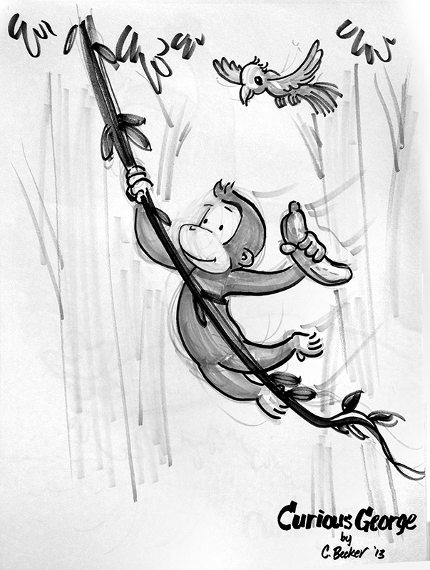603x800 Curious George Sketches With The Kids - Curious George Sketch
