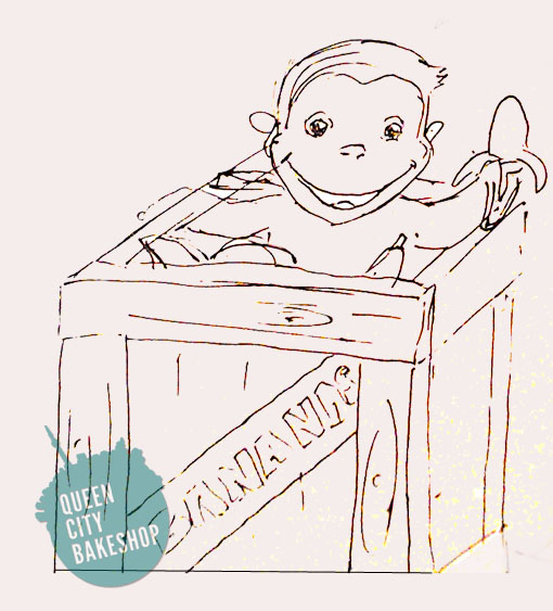 510x563 Curious George Cakes Queen City Bakeshop - Curious George Sketch