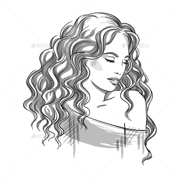 Curly Hair Sketch At Paintingvalley Com Explore Collection Of