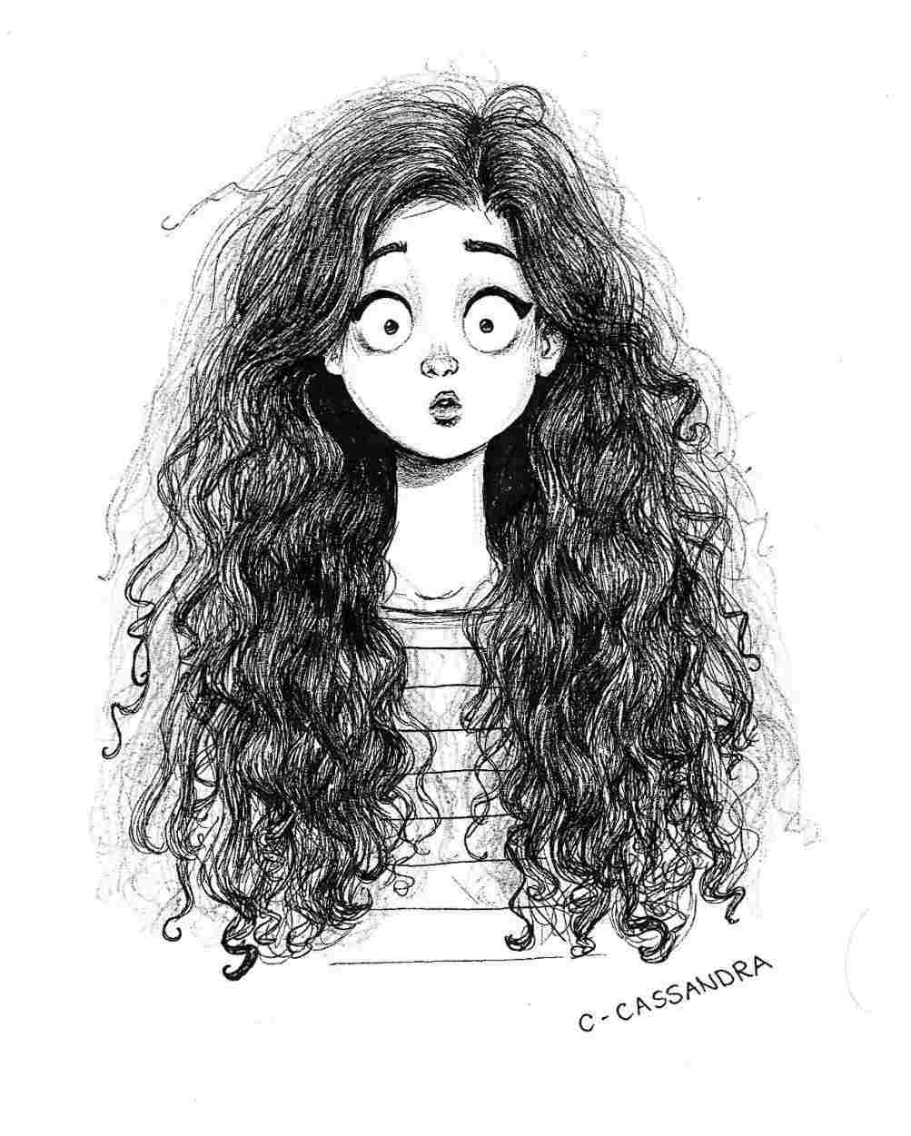 Curly Hair Sketch At Paintingvalleycom Explore Collection