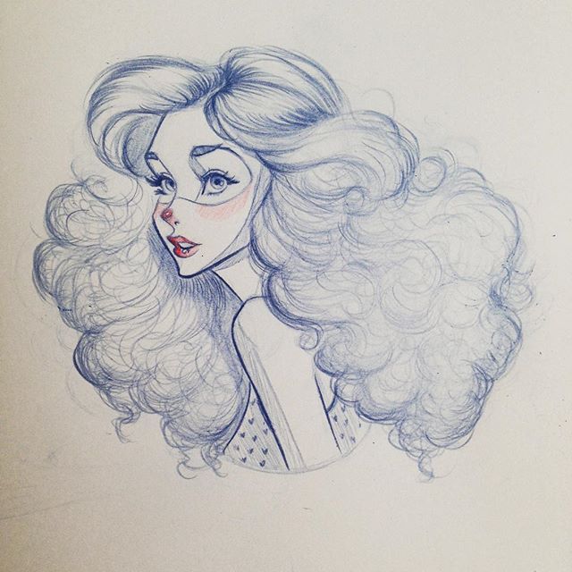 640x640 Big Curly Hair!!! - Curly Hair Sketch