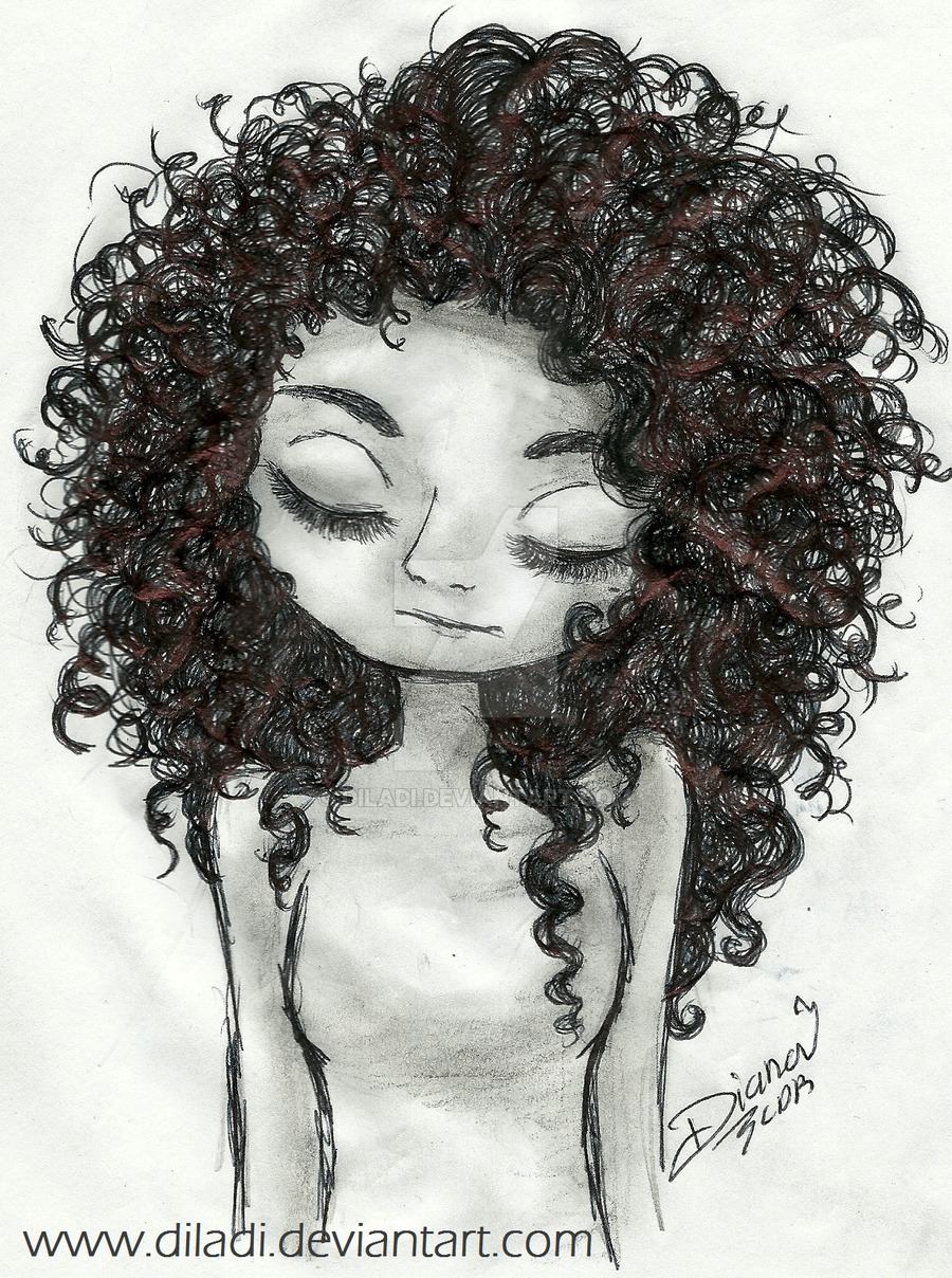900x1208 Curly Hair By Diladi - Curly Hair Sketch