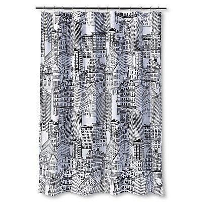 400x400 Room Essentials City Sketch Shower Curtain Black White Fabric - Curtain Sketch
