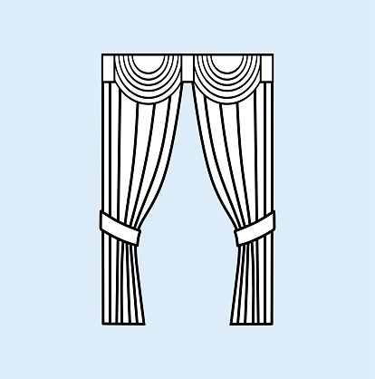 414x418 Sketch Window Decorations Painted In The Classic Curtain Premium - Curtain Sketch