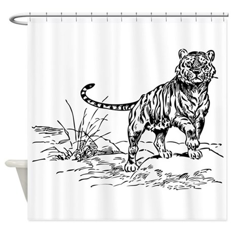 460x460 Tiger Sketch Shower Curtains - Curtain Sketch