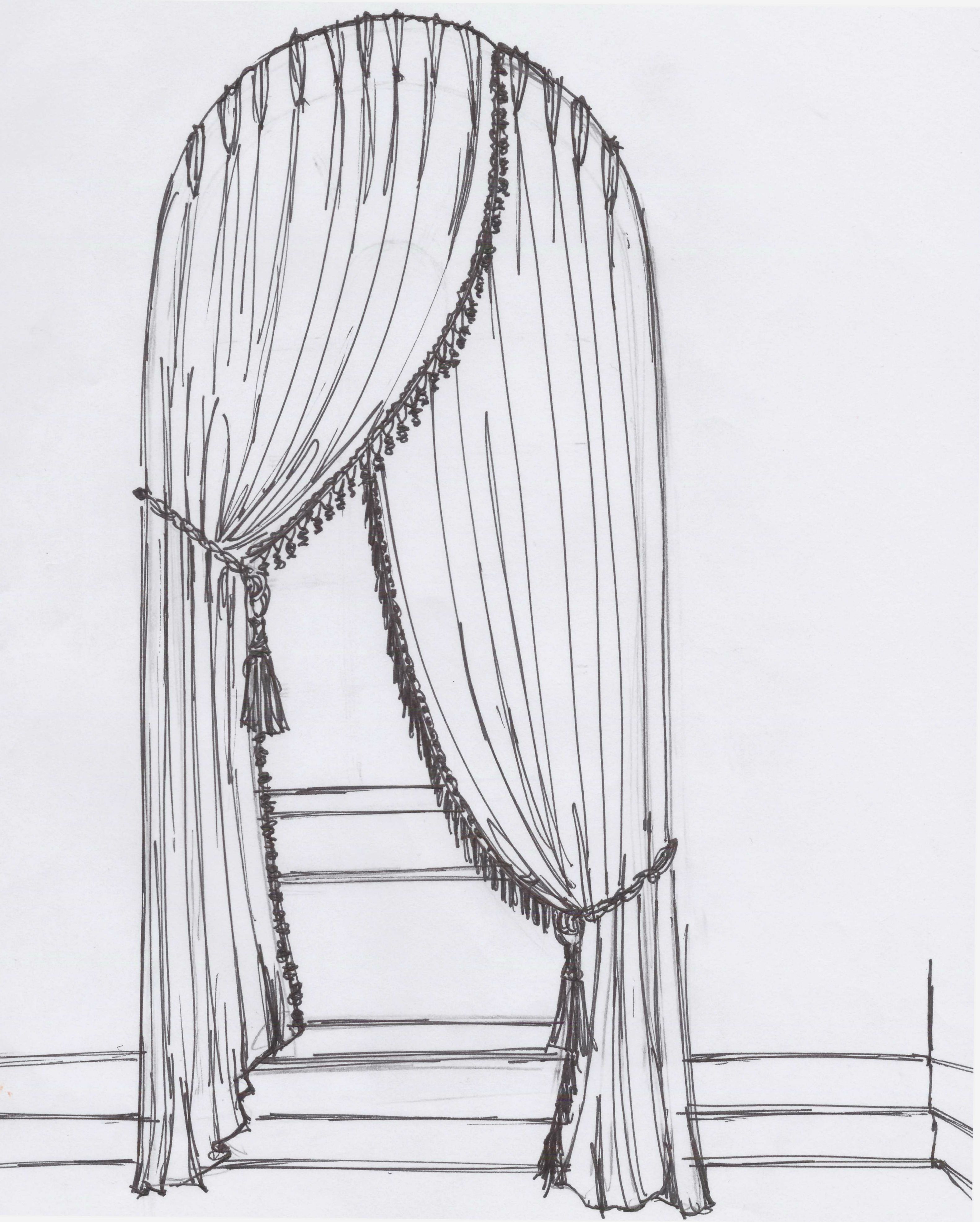 3162x3947 Asymmetrical Curtain Sketch Crafts Sketches - Curtain Sketch