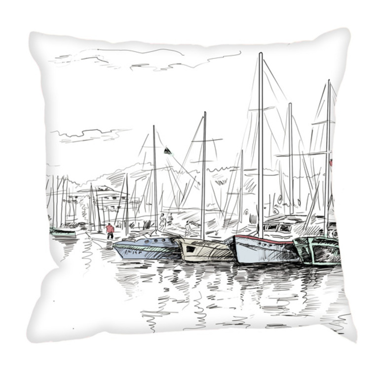 760x760 Debbie Mc British Design Sailing Sketch Cushion Debbie Mckeegan - Cushion Sketch