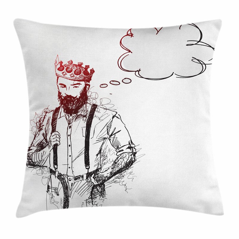 800x800 East Urban Home Cool Hipster King Sketch Square Cushion Pillow - Cushion Sketch