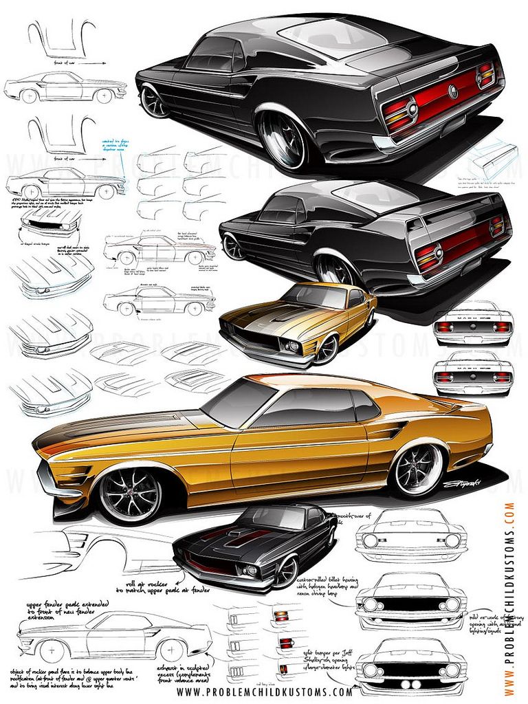 768x1024 Mustang Details Drawingssketchesrenderings Etc - Custom Car Sketches