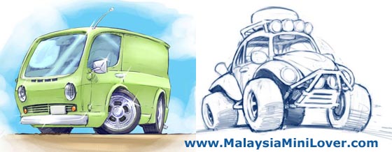 560x218 Cartoon Car Sketches Malaysiaminilover - Custom Car Sketches