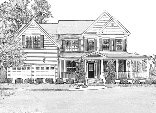 500x361 Custom House Portraits House Portraits Online, Pencil Drawings Of - Custom House Sketch