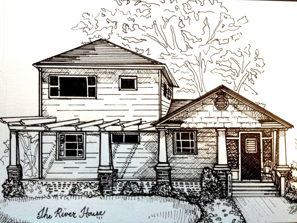 1024x768 Custom House Sketch House House Sketch, Sketches - Custom House Sketch