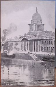 194x300 Irish Art Postcard Custom House R Liffey Dublin Ireland Josephine - Custom House Sketch