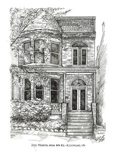 236x316 Custom House Drawing In Ink, 11x 14 House Portrait - Custom House Sketch