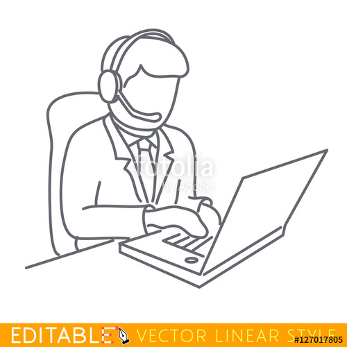 500x500 Customer Service. Outline Sketch Icon. Stock Image And Royalty - Customer Sketch
