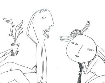 340x270 Coloring Angel Sketch, Weird Art, Cute Angels Art, Original Art - Cute Angel Sketch