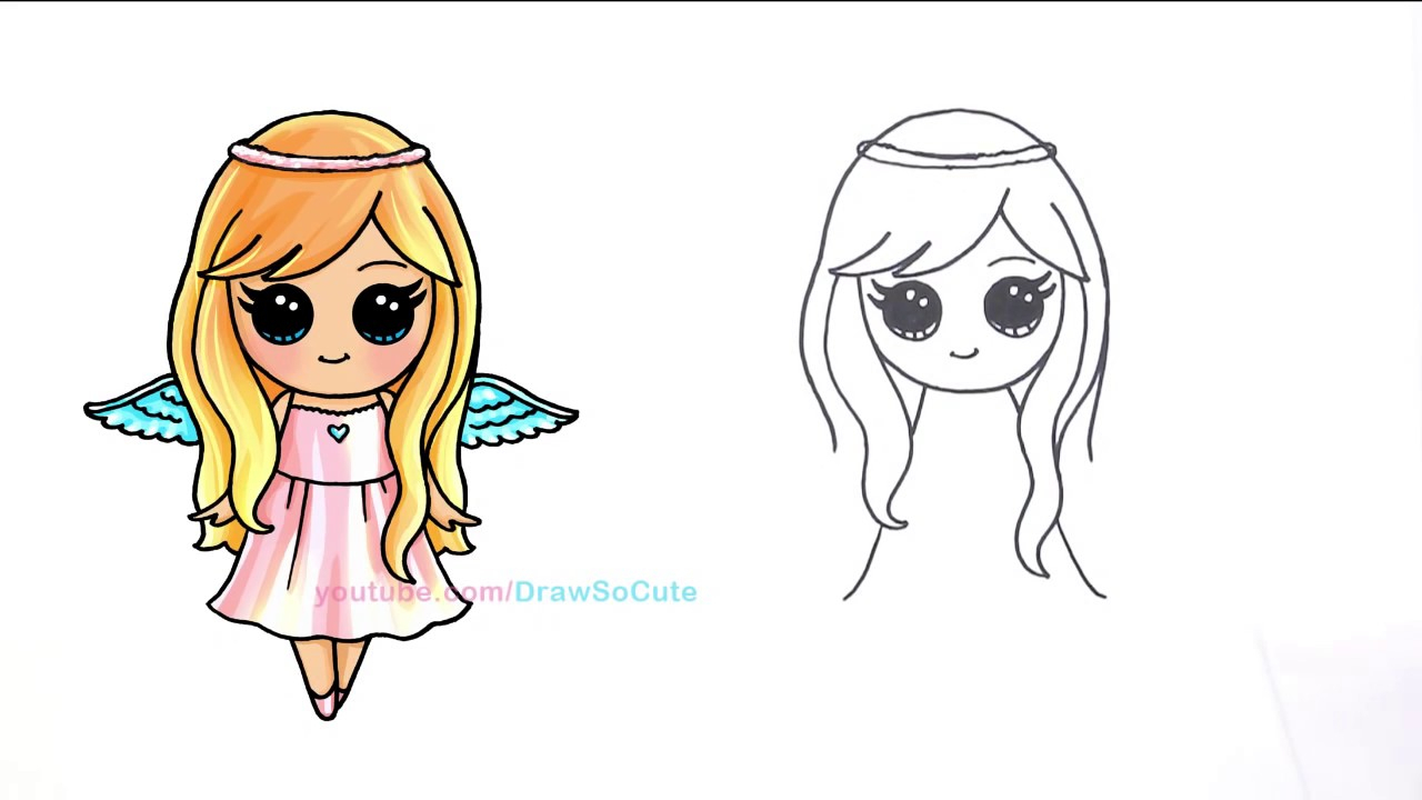 1280x720 Cute Anime To Draw How To Draw An Angel Cute Anime Stepstep - Cute Angel Sketch