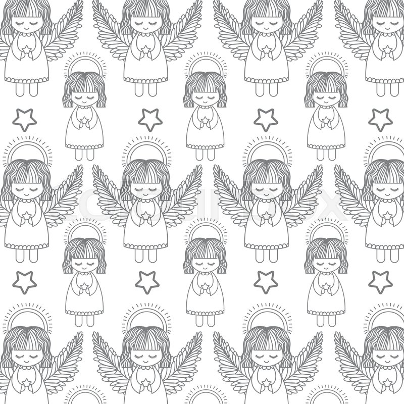 800x800 Cute Angel And Star Shape Icon Background. Draw And Sketch Design - Cute Angel Sketch