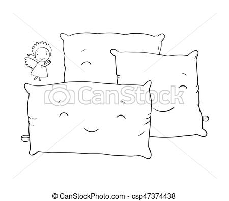 450x395 Beautiful Pillows And Cute Little Angel. Hand Drawing... Vectors - Cute Angel Sketch