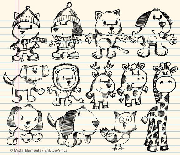 576x499 Cute Animal Draw - Cute Animal Sketches